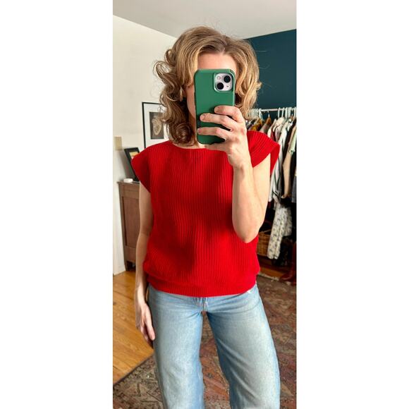 1990's 100% Cotton Red Short Sleeve Sweater Size Small | Calvin Klein - Picture 2 of 8